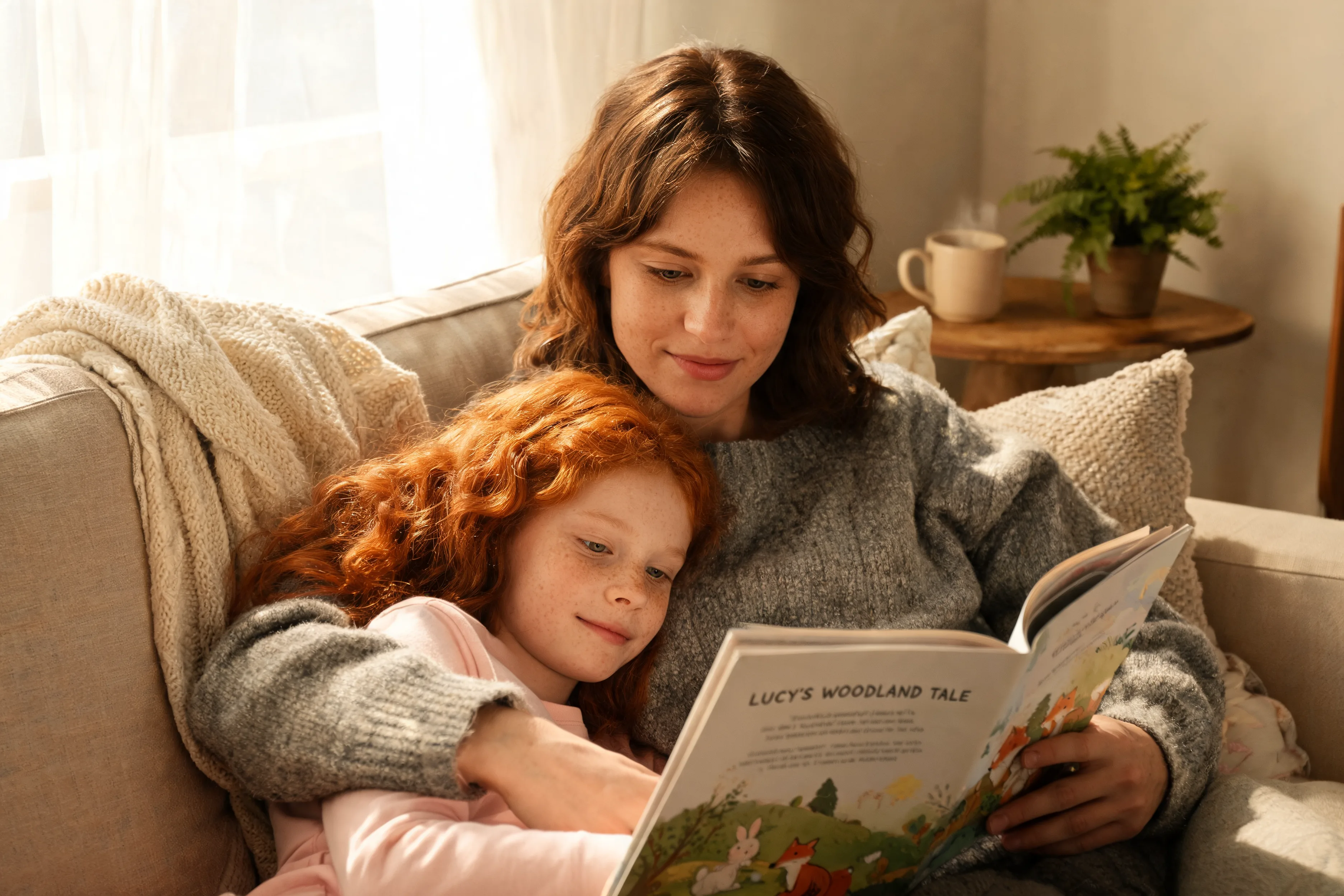 Parent and child settling into a bedtime reading routine