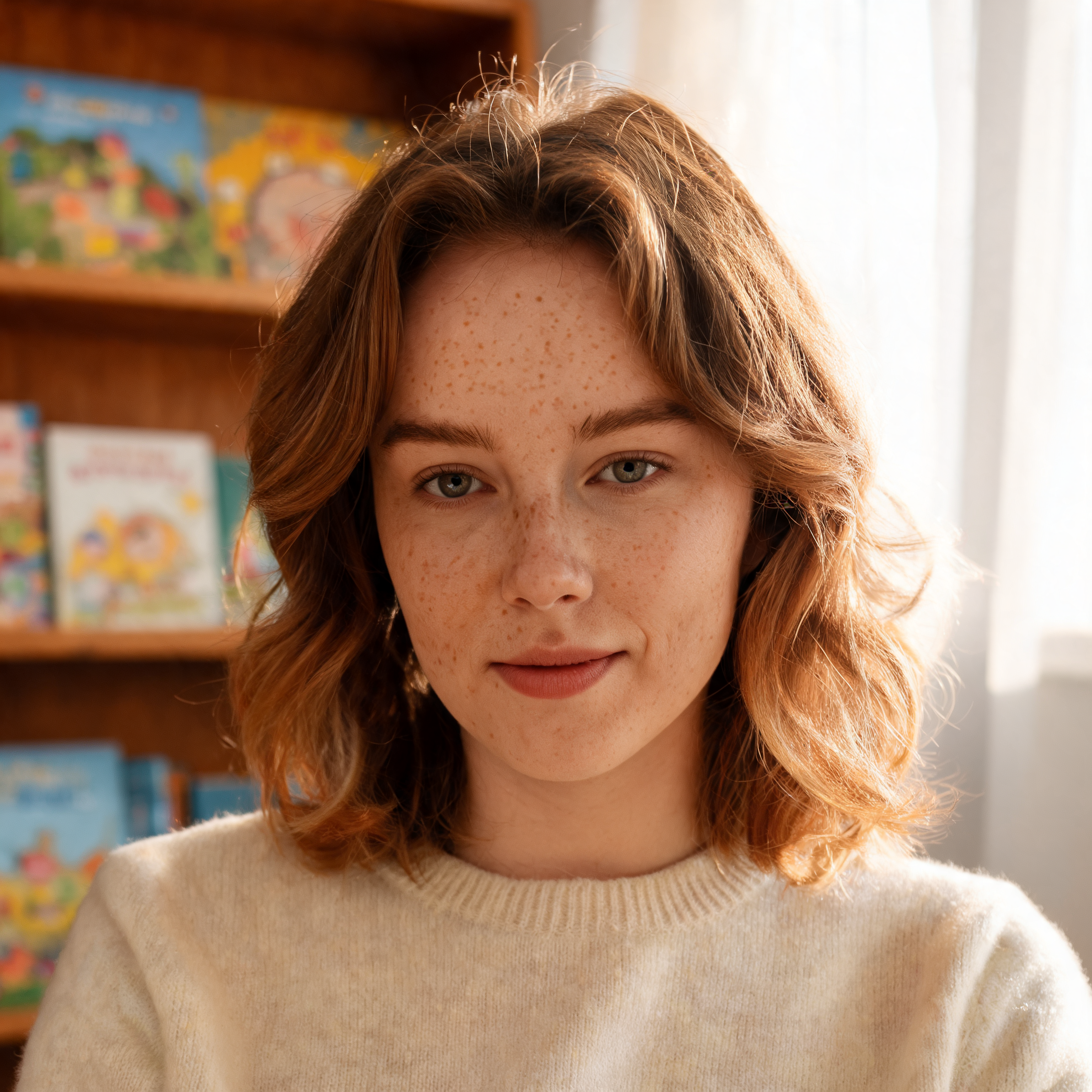 Portrait of Sara Mitchell, children's book editor and family reading specialist