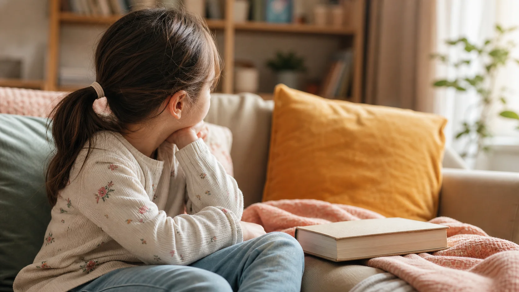 Child laughing while reading a funny book