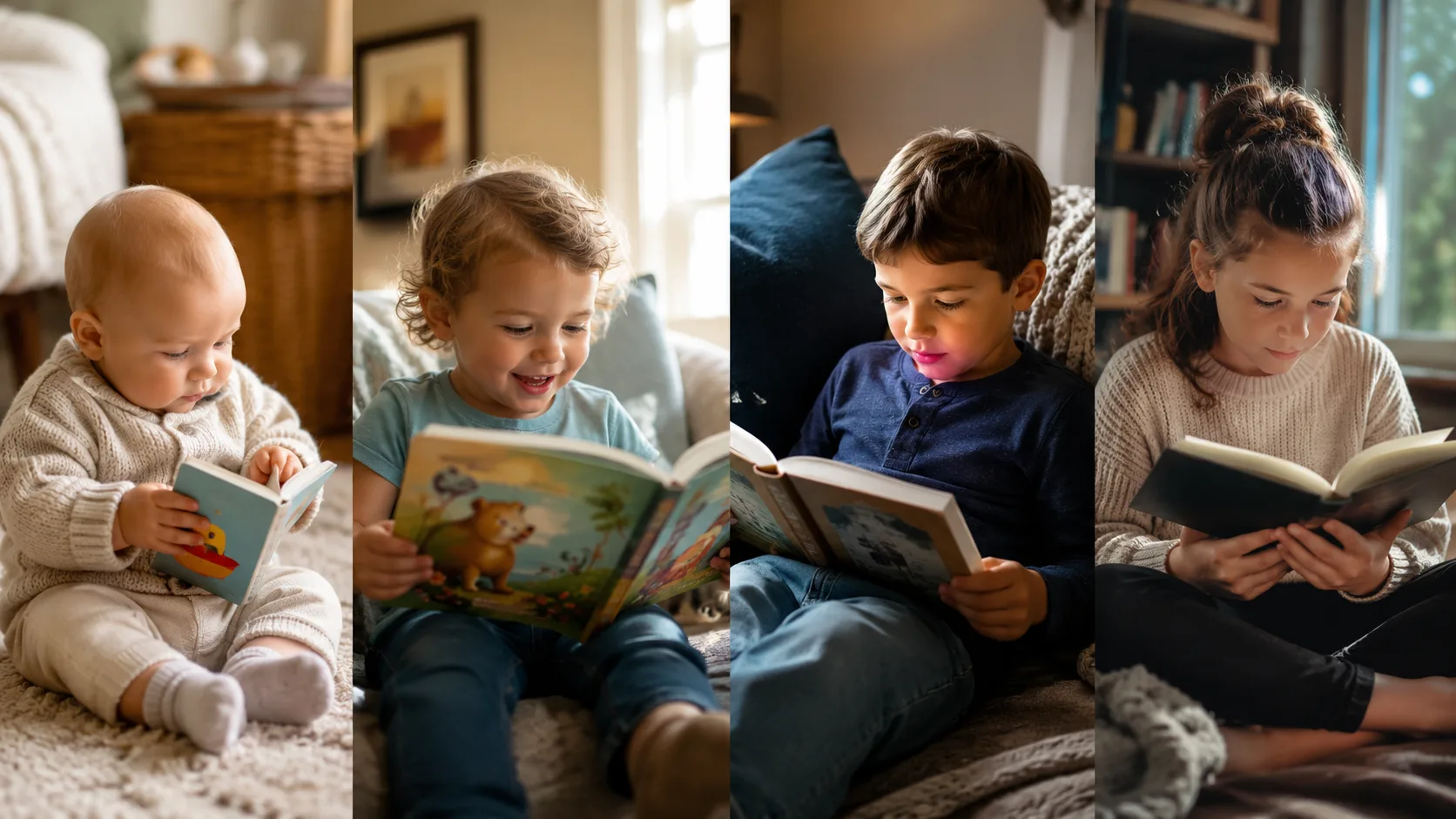 Child engaging with a personalized book at an age-appropriate level