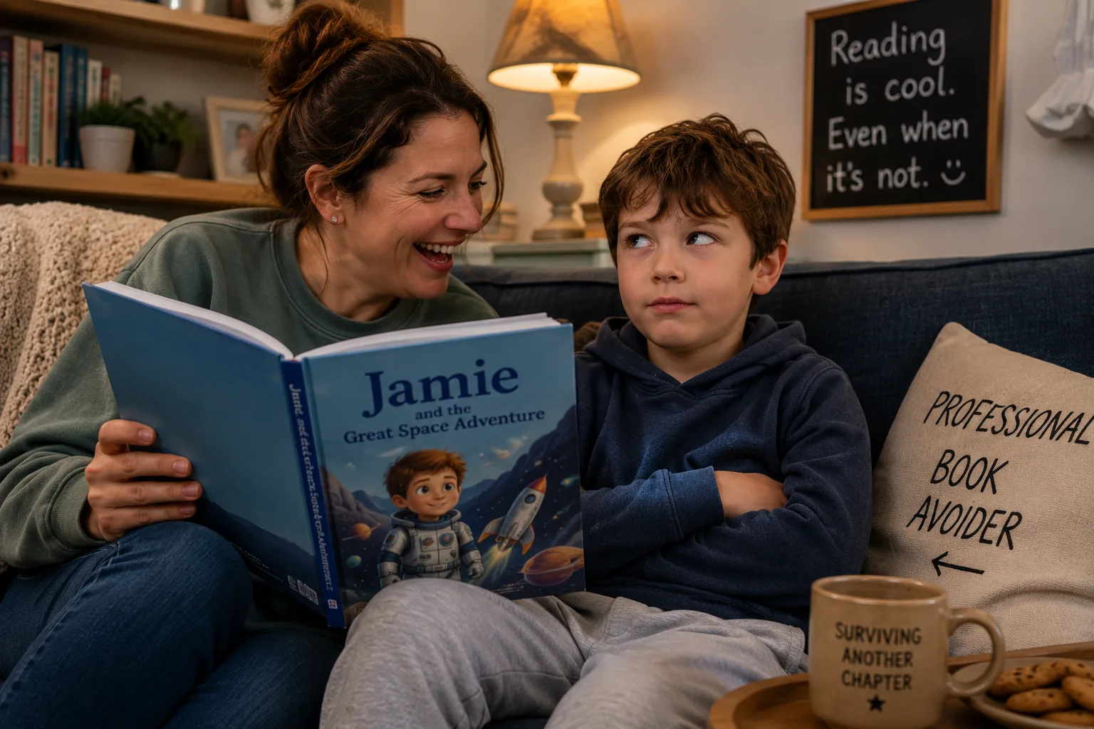 Parent and child finding a lighter way back into reading