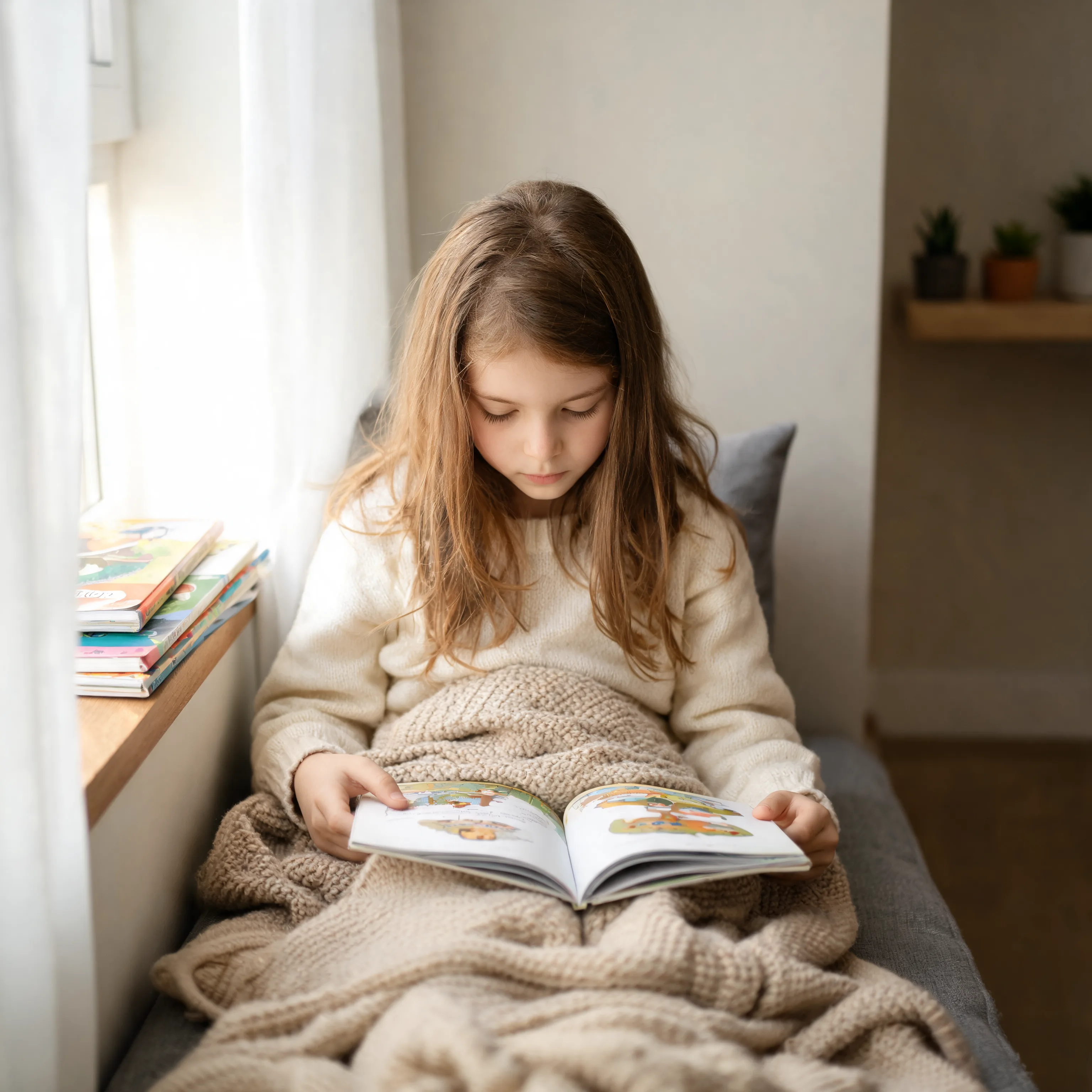 Stack of children's books with bright covers, suggested reading for reluctant readers