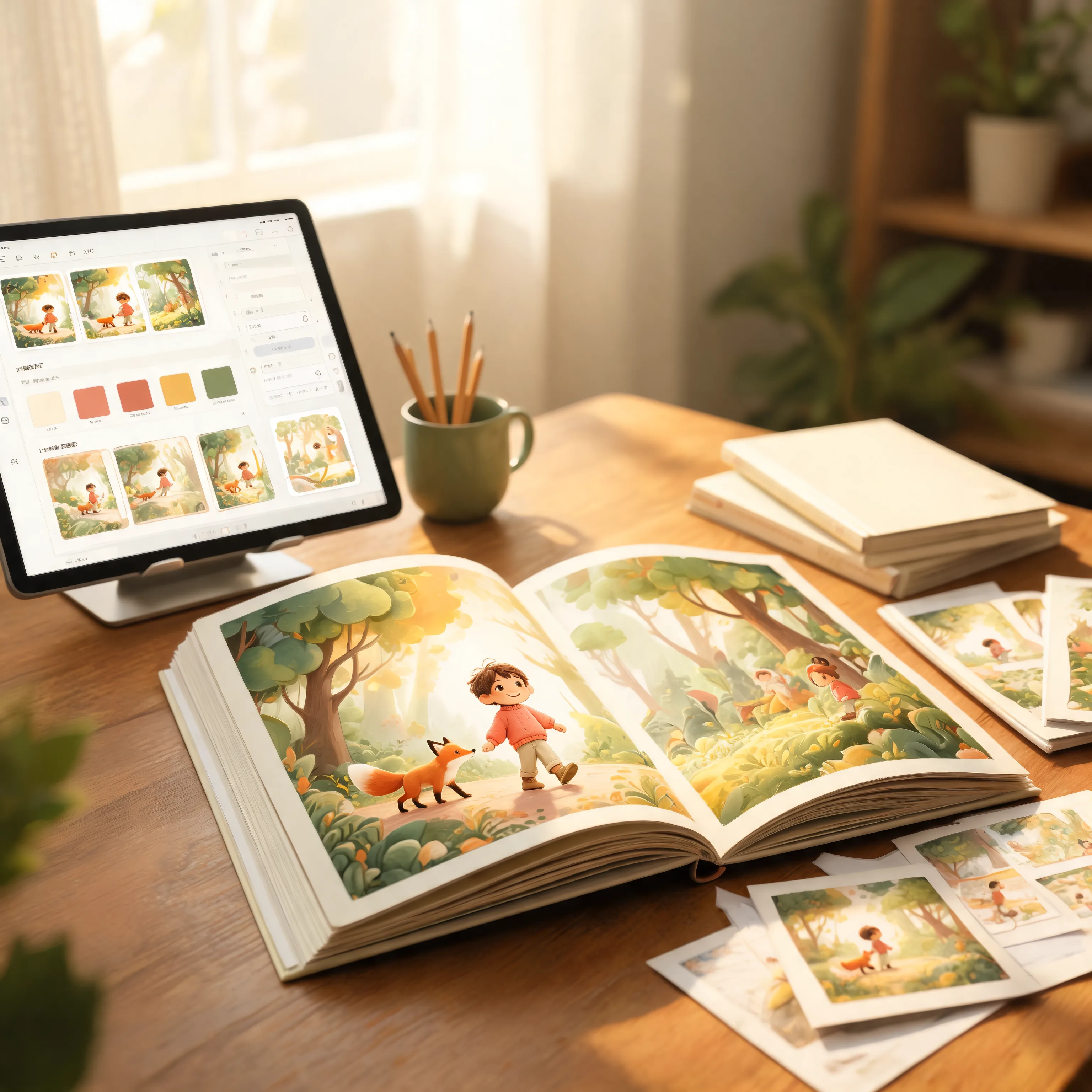 Open personalized stattner showing the child's name printed in the story alongside playful illustrations of silly adventures